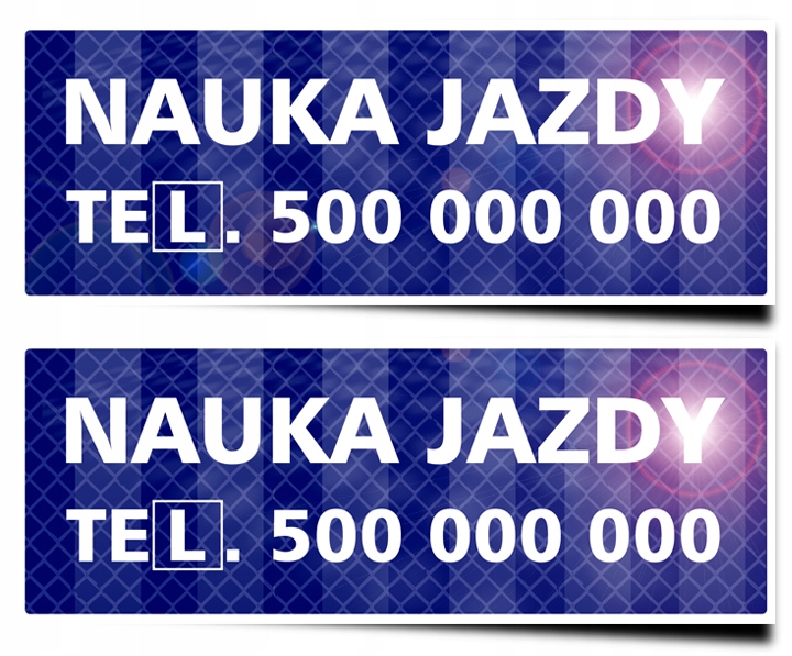 Reflexní nálepka 100 m Výuka jízdy Právo jízdy Vaše telefonní číslo 2ks