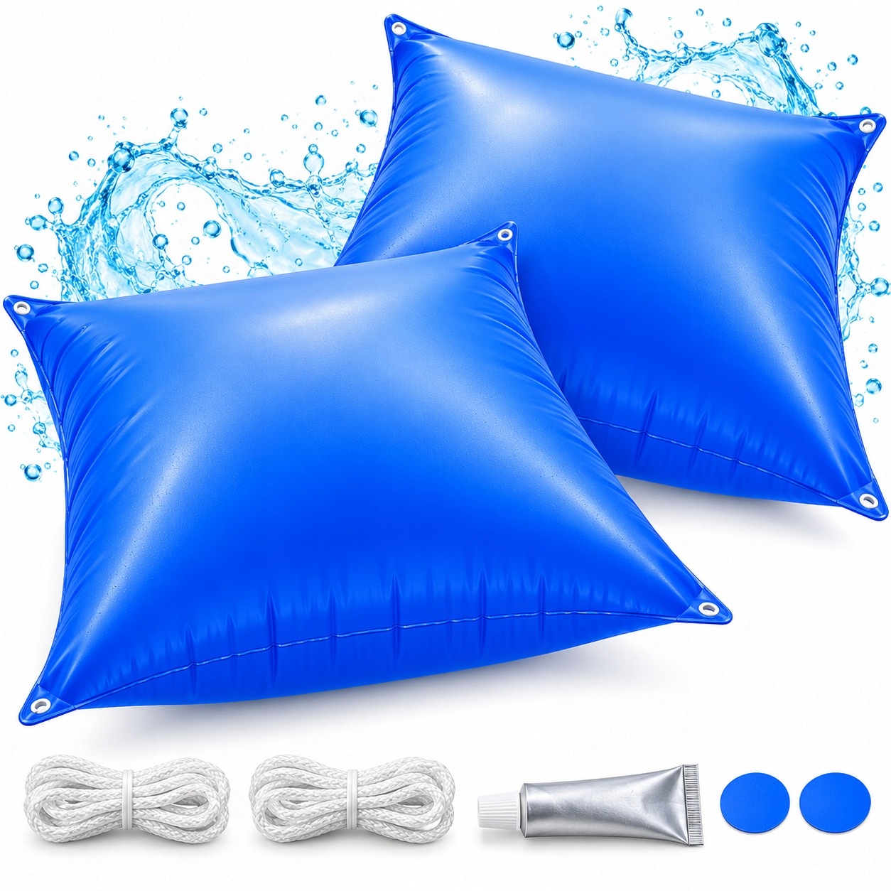 Komplet 2 polštářů 120 x 120 cm pod kryt bazénu na zimu s upevněním
