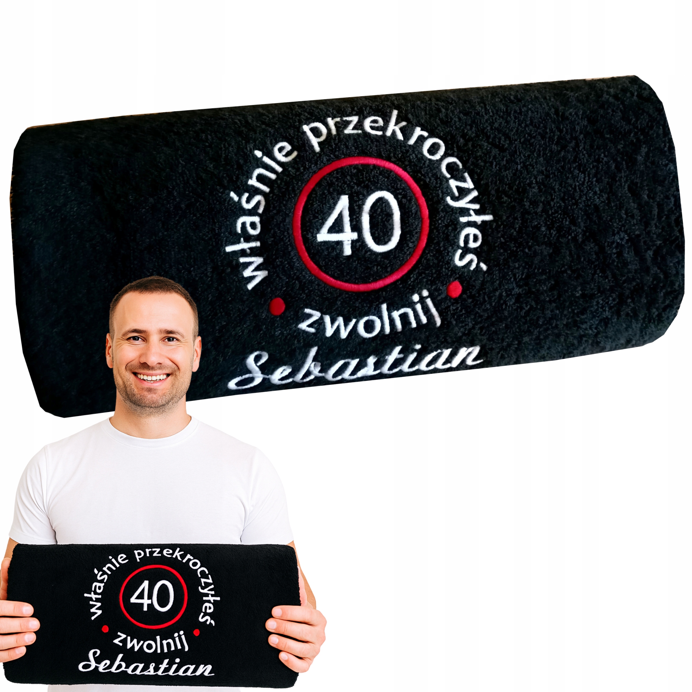 na 40 Urodziny faceta mężczyzny kobiety lat zabawny Ręcznik z haft