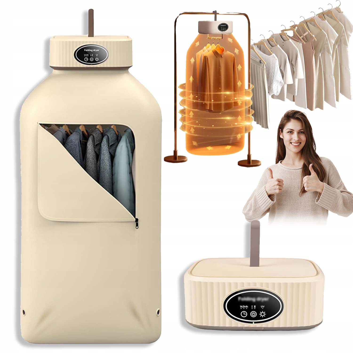 Levně 600W Elektrická Sušák Na Prádlo 360° Tichá, Energeticky Úsporná