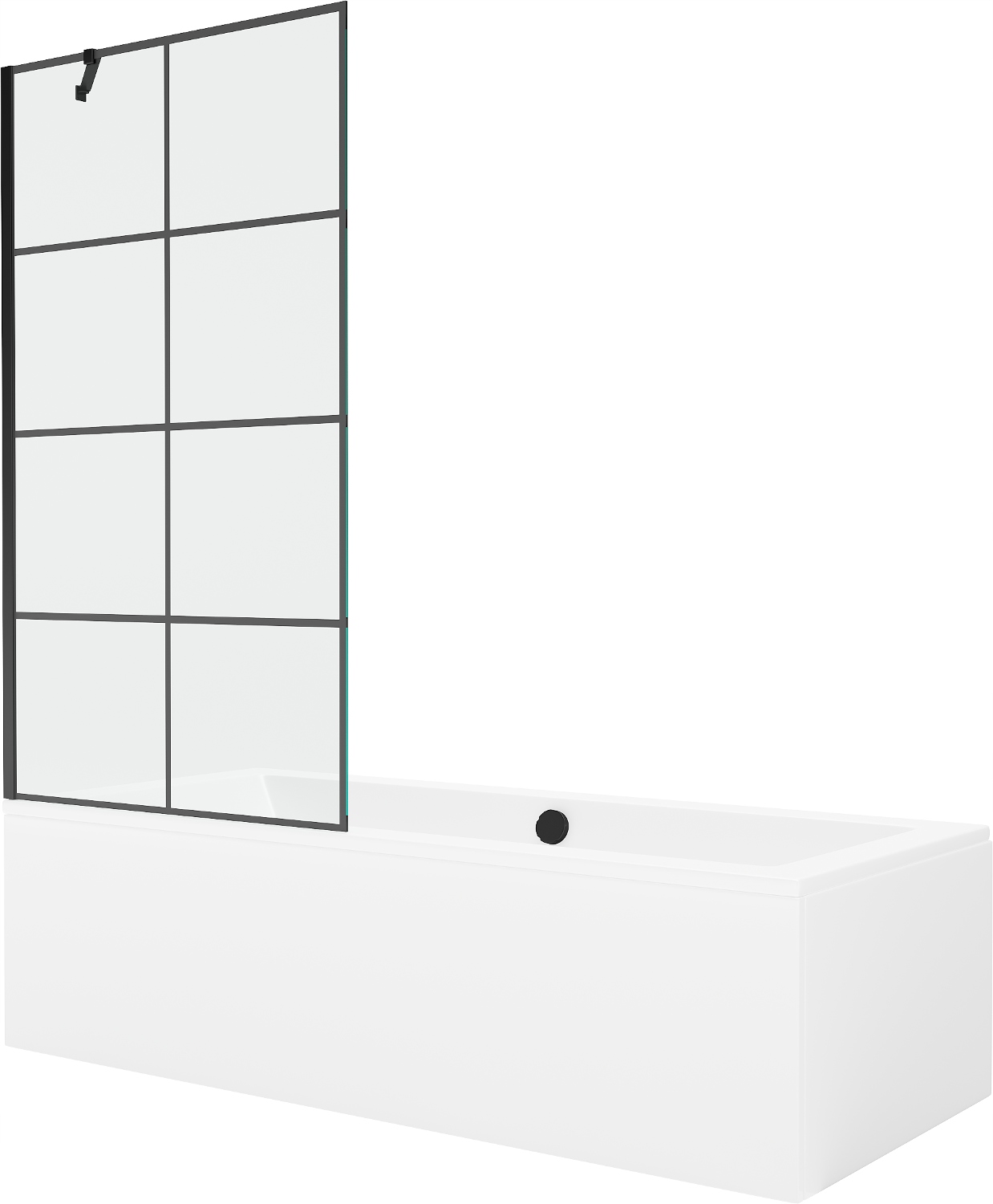 Wanna z obudową prostokątna parawan 170x80 Mexen Cube akrylowa syfon czarny