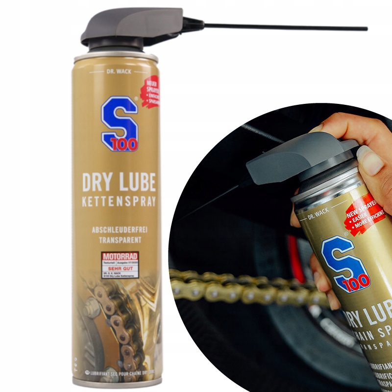 S100 Smar Do Łańcucha Motocyklowego W Sprayu Dry Lube Chain Spray 400 ml