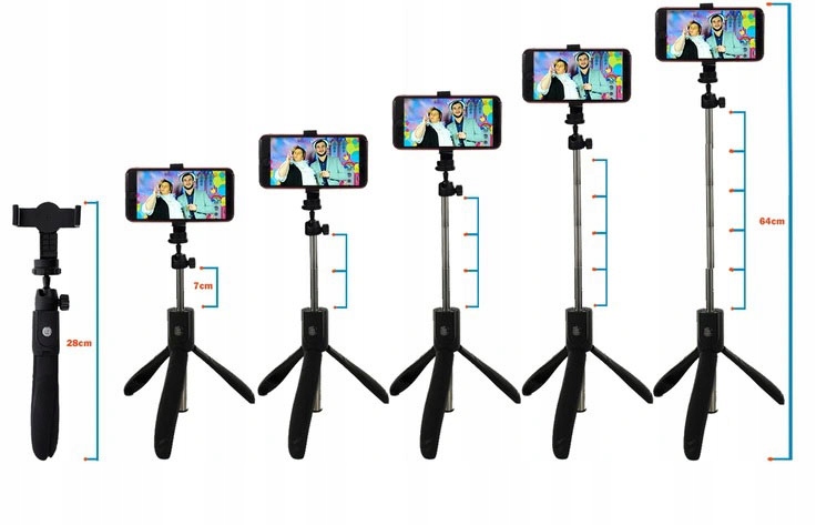 KIJ SELFIE DO ROBIENIA ZDJEĆ BLUETOOTH do SAMSUNG A52 /A53 /A54 S23 / S24 Długość maksymalna 69 cm