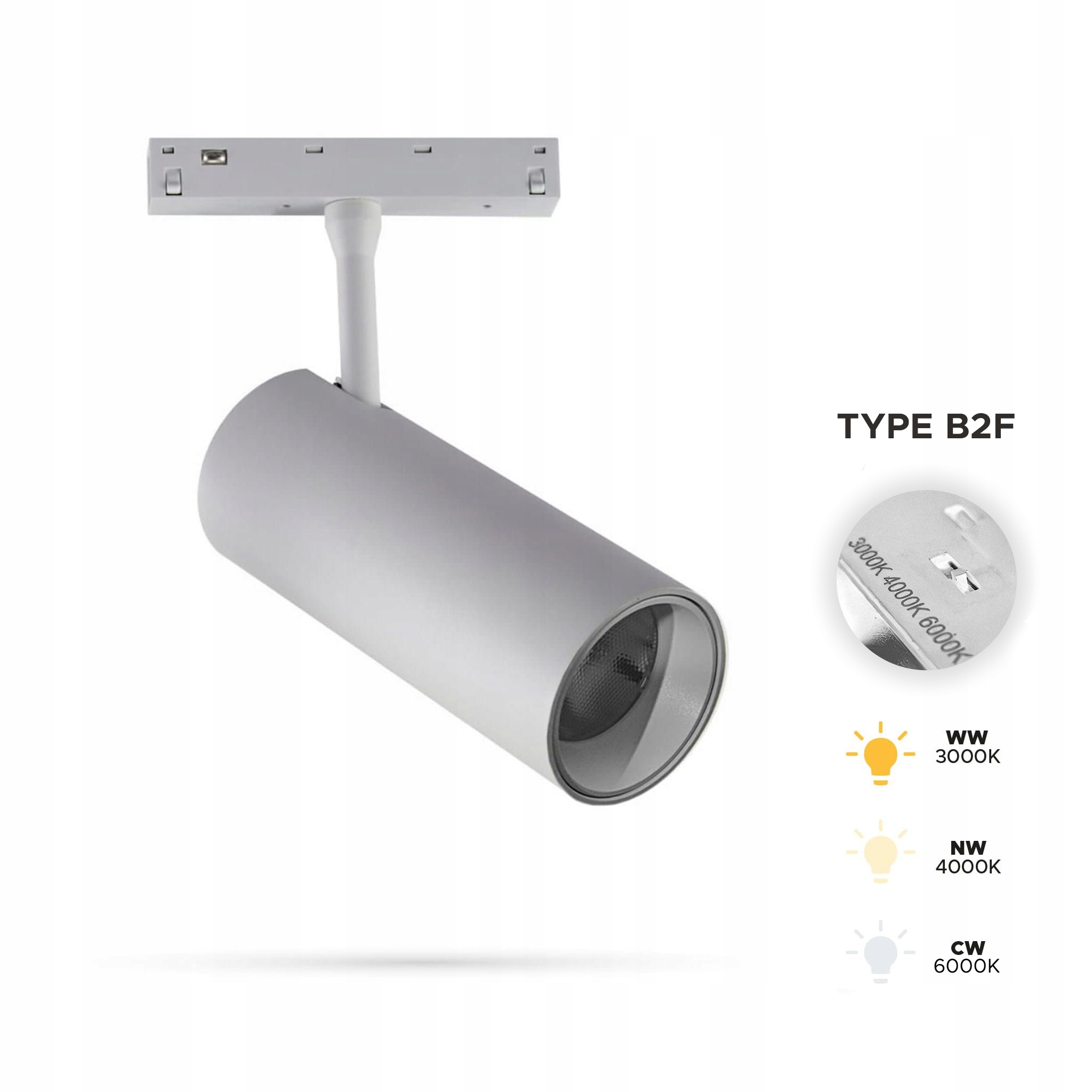Reflektor Bílý Led Track 20W 3CCT Typ B2F pro Smart Track 48VDC