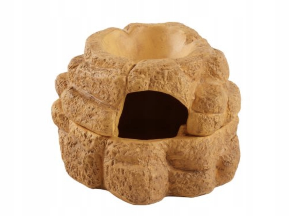 Levně Big Rock, úkryt s miskou, do terária, keramický, M, 15x18x11 cm, 75 ml