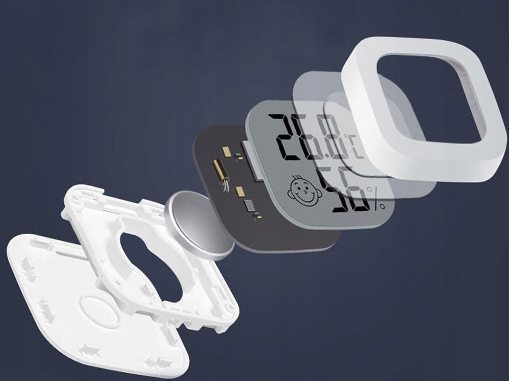 TERMOMETR HIGROMETR LCD WILGOTNOŚCIOMIERZ PLUS BATERIE Kolor czarny