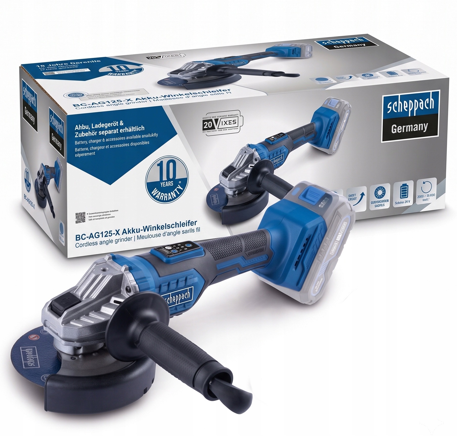 Bezkartáčová úhlová bruska pro akumulátory s regulací BC-AG125-X 20V Ixes Scheppa