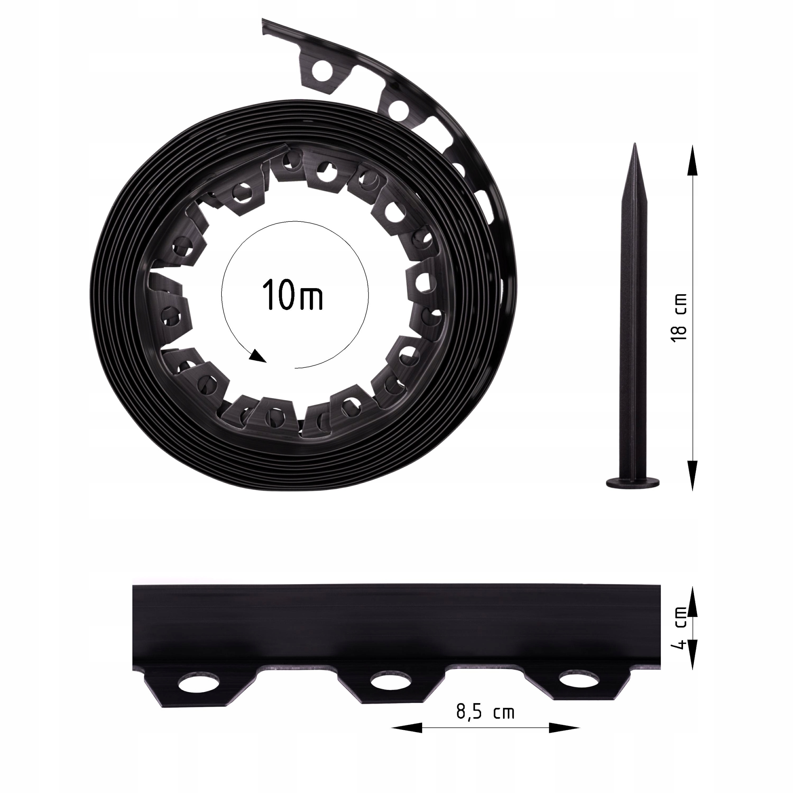 Obrzeże Ogrodowe Trawnikowe Tworzywo Sztuczne 2x10m Czarny 4cm Kod producenta 1000000000