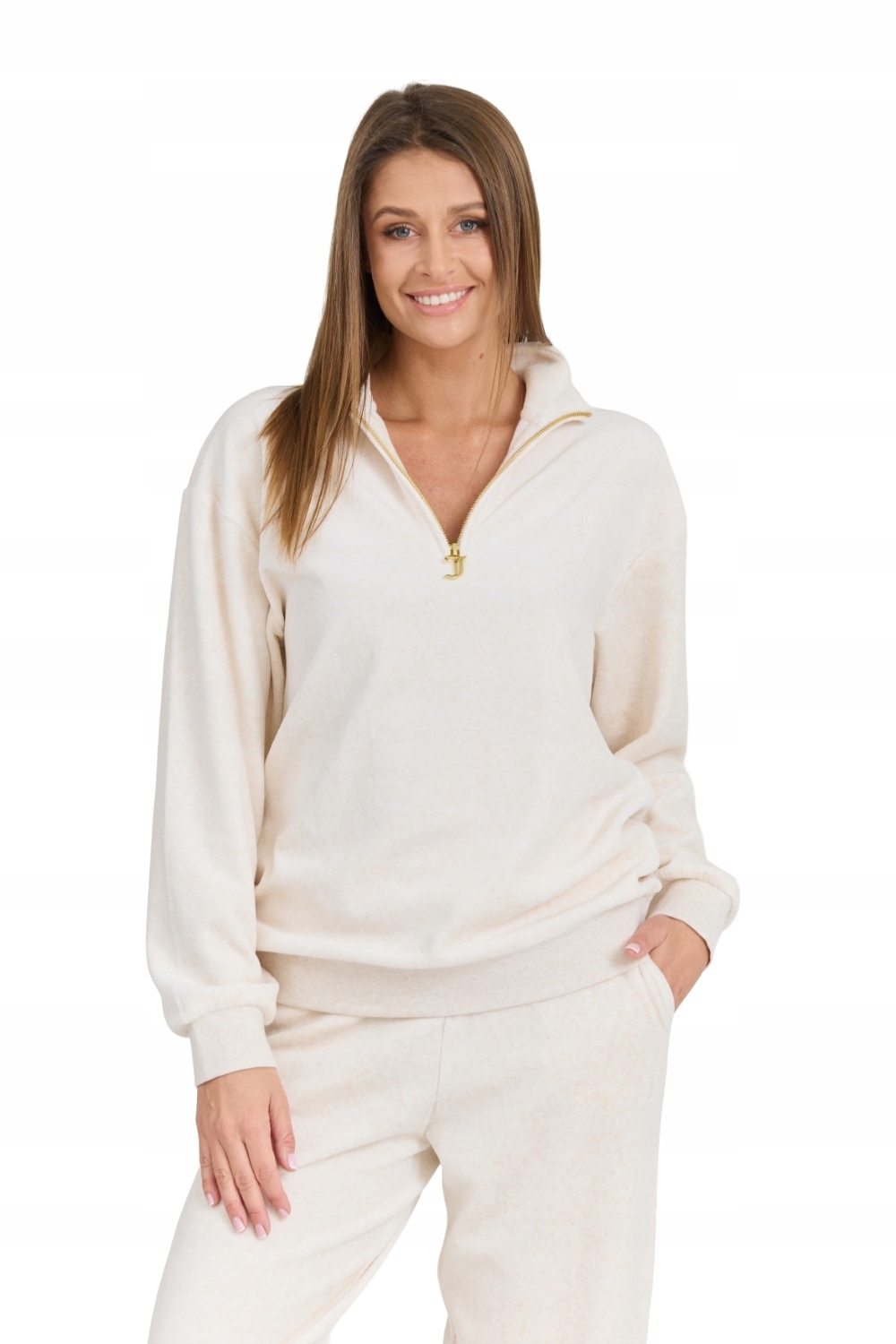 Juicy Couture Dámská béžová mikina Pete Pullover Gold Xs