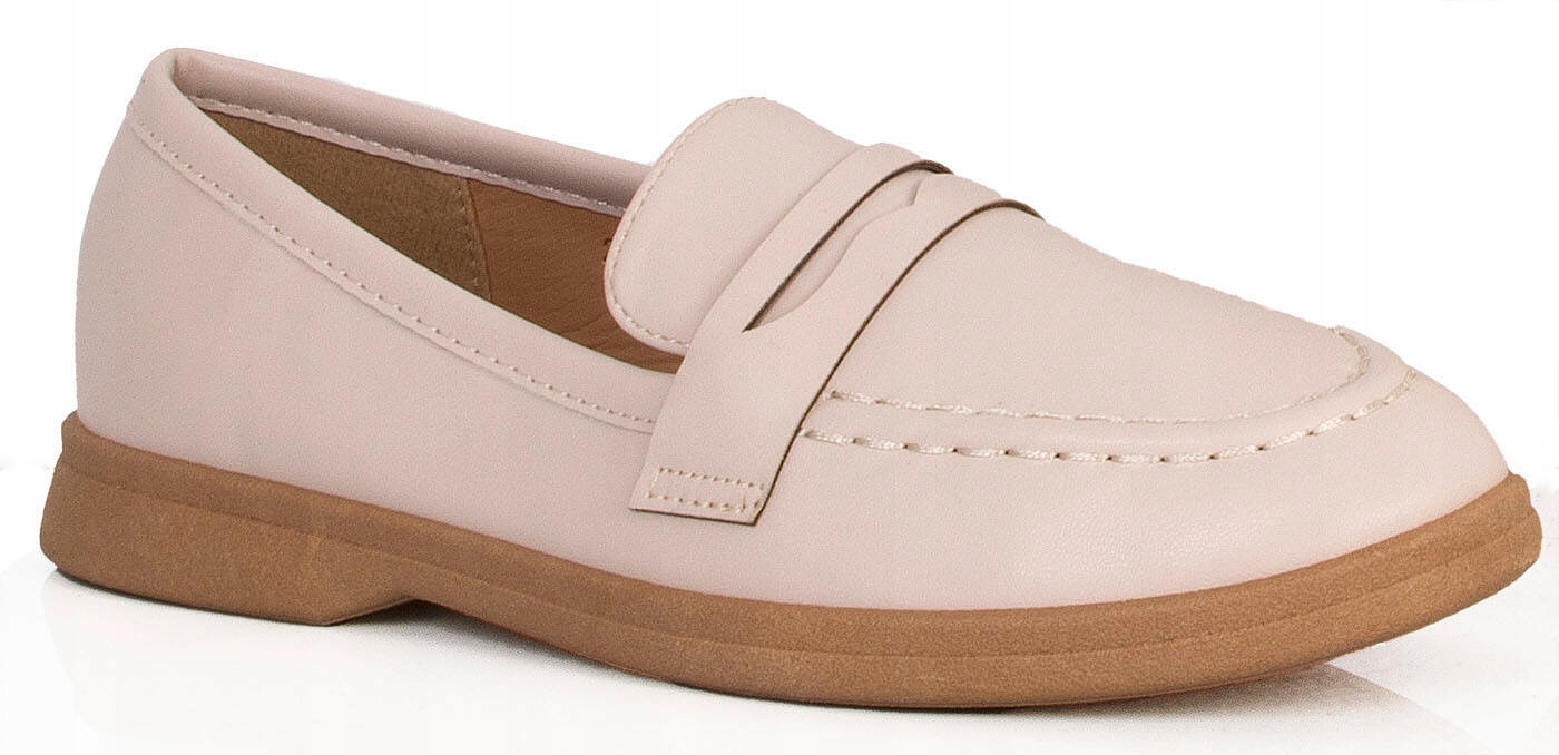 8009 BEŻOWE MOKASYNY PÓŁBUTY DAMSKIE PŁASKIE 37 Marka bez marki