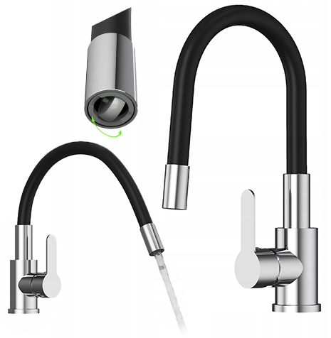 Kuchynská batéria Grado Plus s flexibilným výtokom, chróm, otočný perlátor