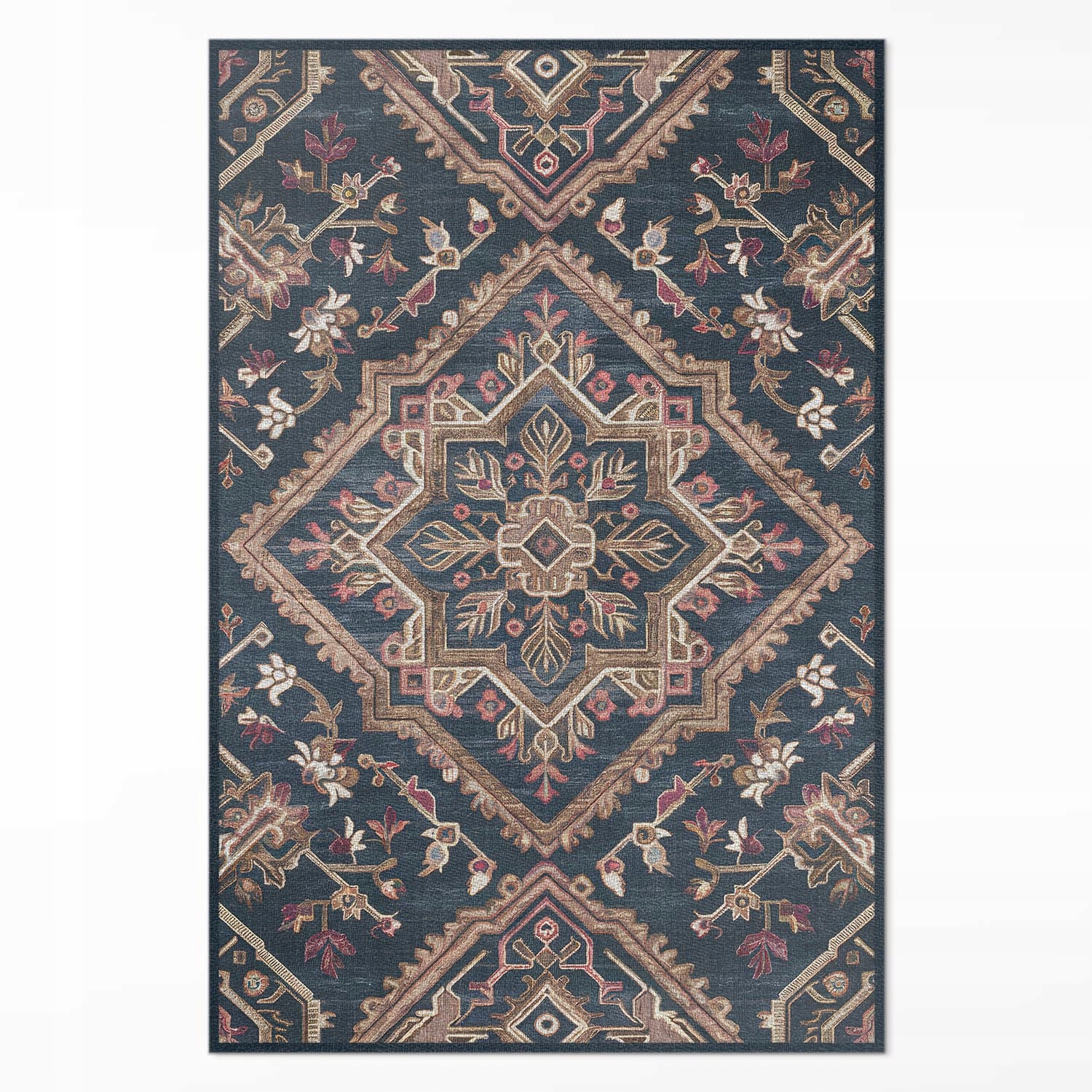 Koberec Vinyl Do Obývačky Zgeometrizovaný rastlinný vzor turecký štýl 80x120 cm