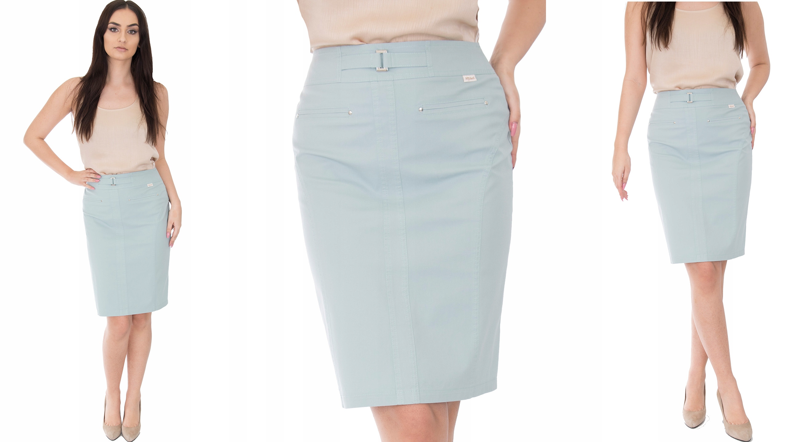 MIKEL6 SPÓDNICA BAWEŁNA KLAMERKA (38-52) r.46 Wzór dominujący bez wzoru