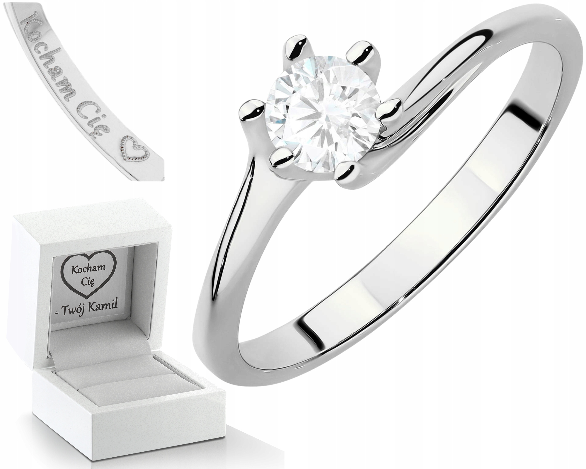 Bílé Zlato Bohatý Prstýnek Diamantová Lab 0,50 Ct Jako Dárek 585