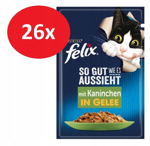 Levně Felix mokré krmivo pro kočky s králíkem v želé, sada 26x85 g