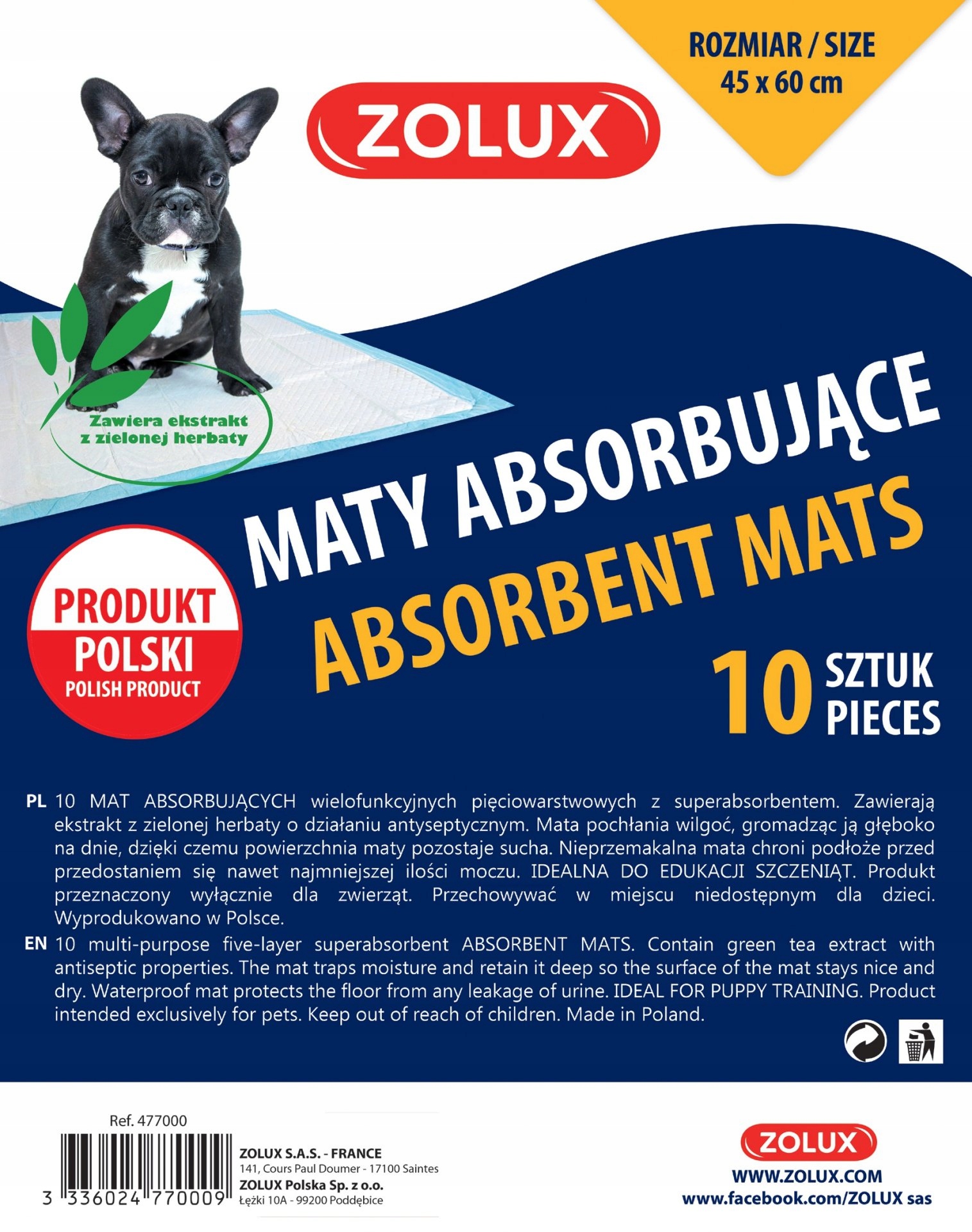 

Zolux Maty do nauki sikania 45x60cm 10 szt.