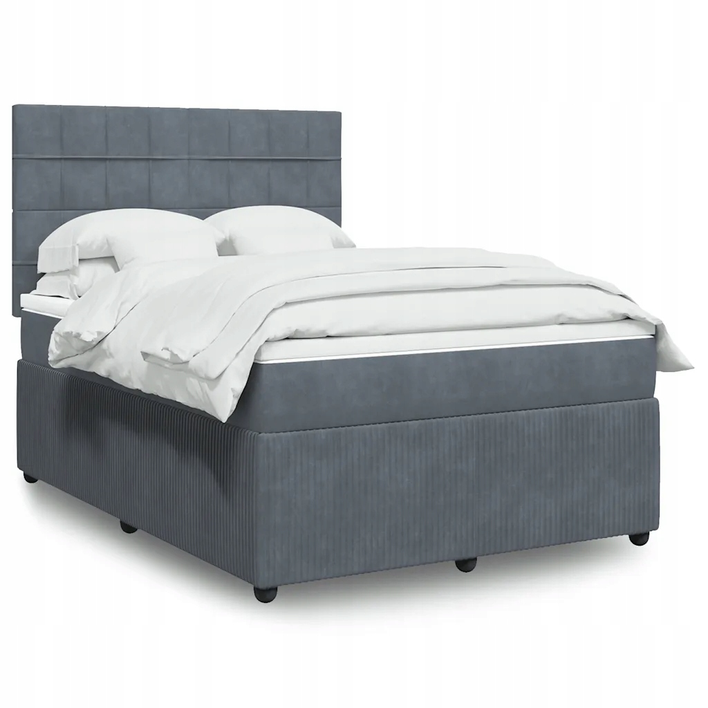 vidaXL Box spring postel s matrací tmavě šedý 140 x 190 cm samet