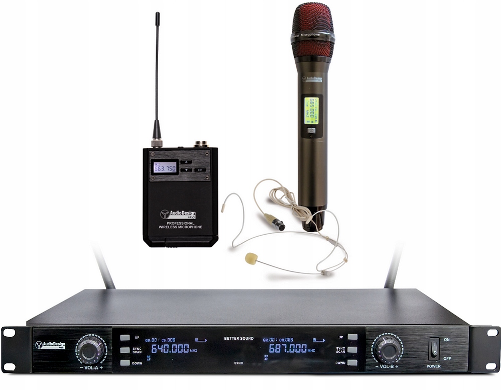 AudioDesign Pmu D22 1/1 bezdrátový systém s mikrofonem a headsetem