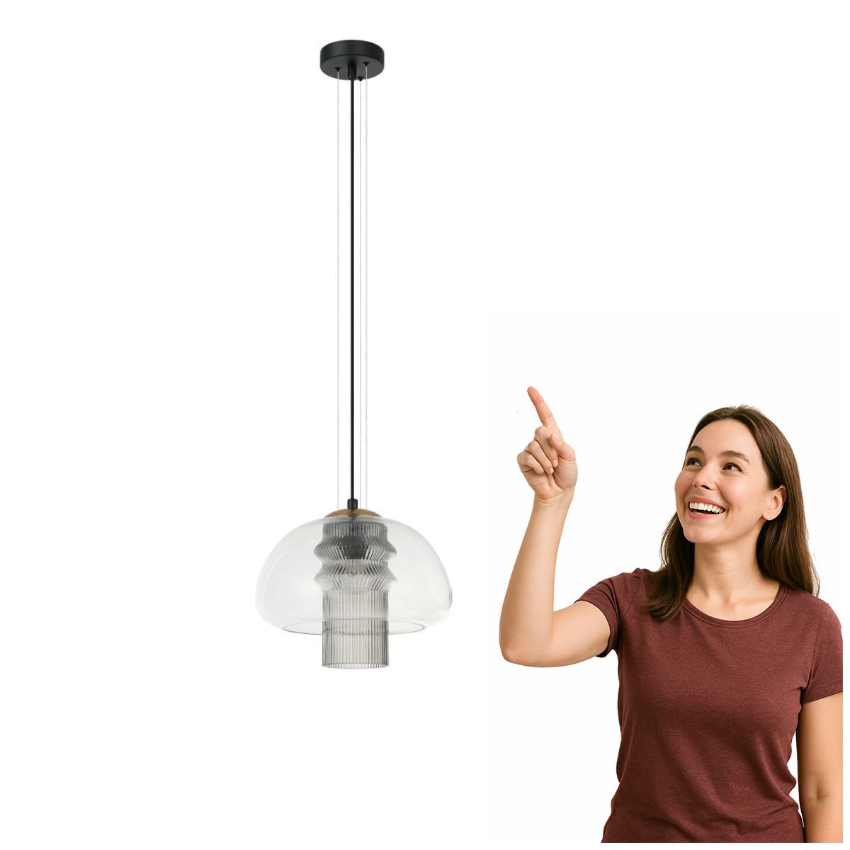 Závěsná lampa Feder PND-61001C-BK Italux