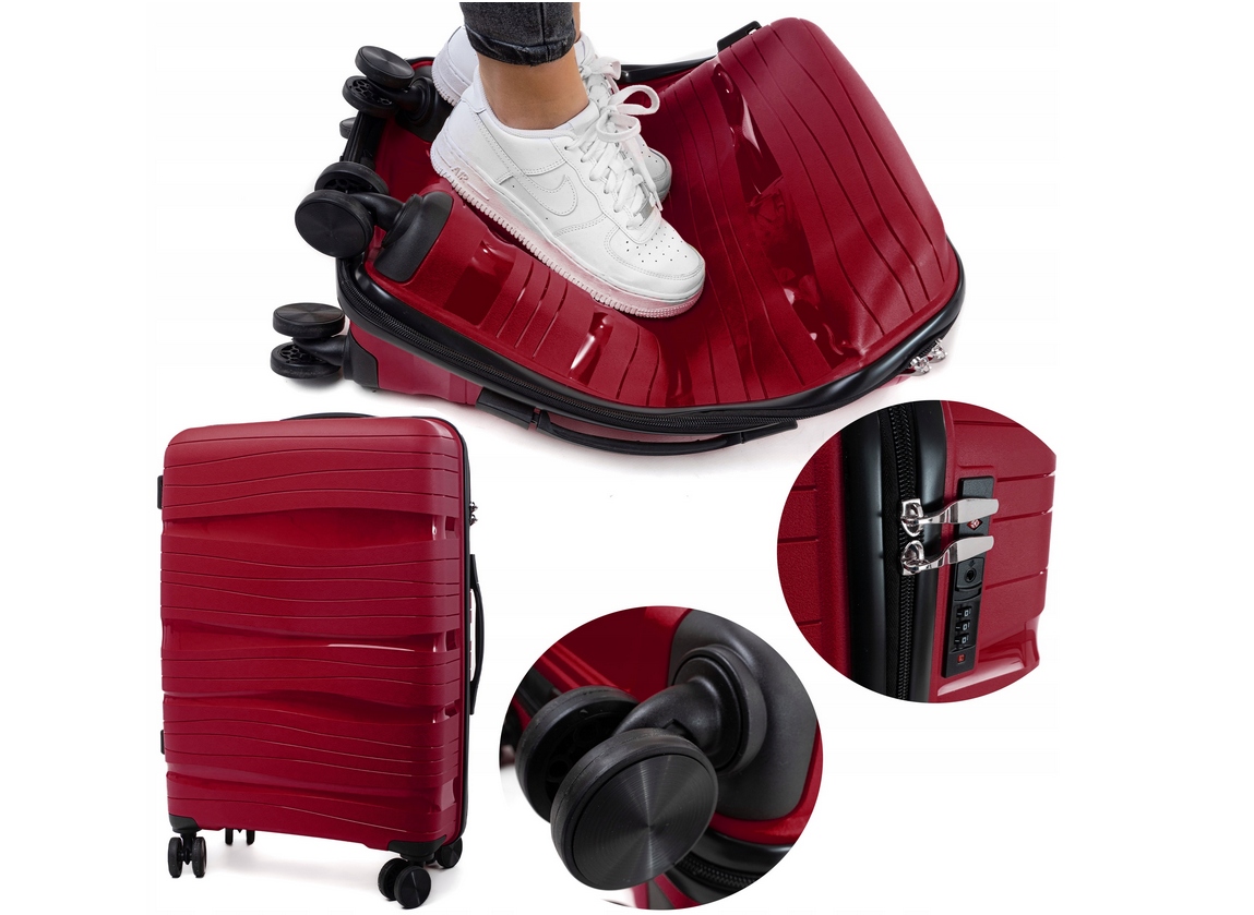 Walizka Duża XXL Mocna Polipropylen Tsa Bagaż Rejestrowany Rgl Bordowa