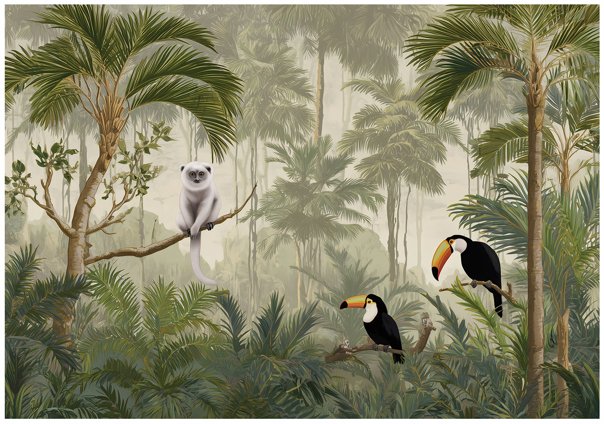 Fototapeta Pro Děti Džungle Ptáci Palmy Do Dětského Pokoje 350x250