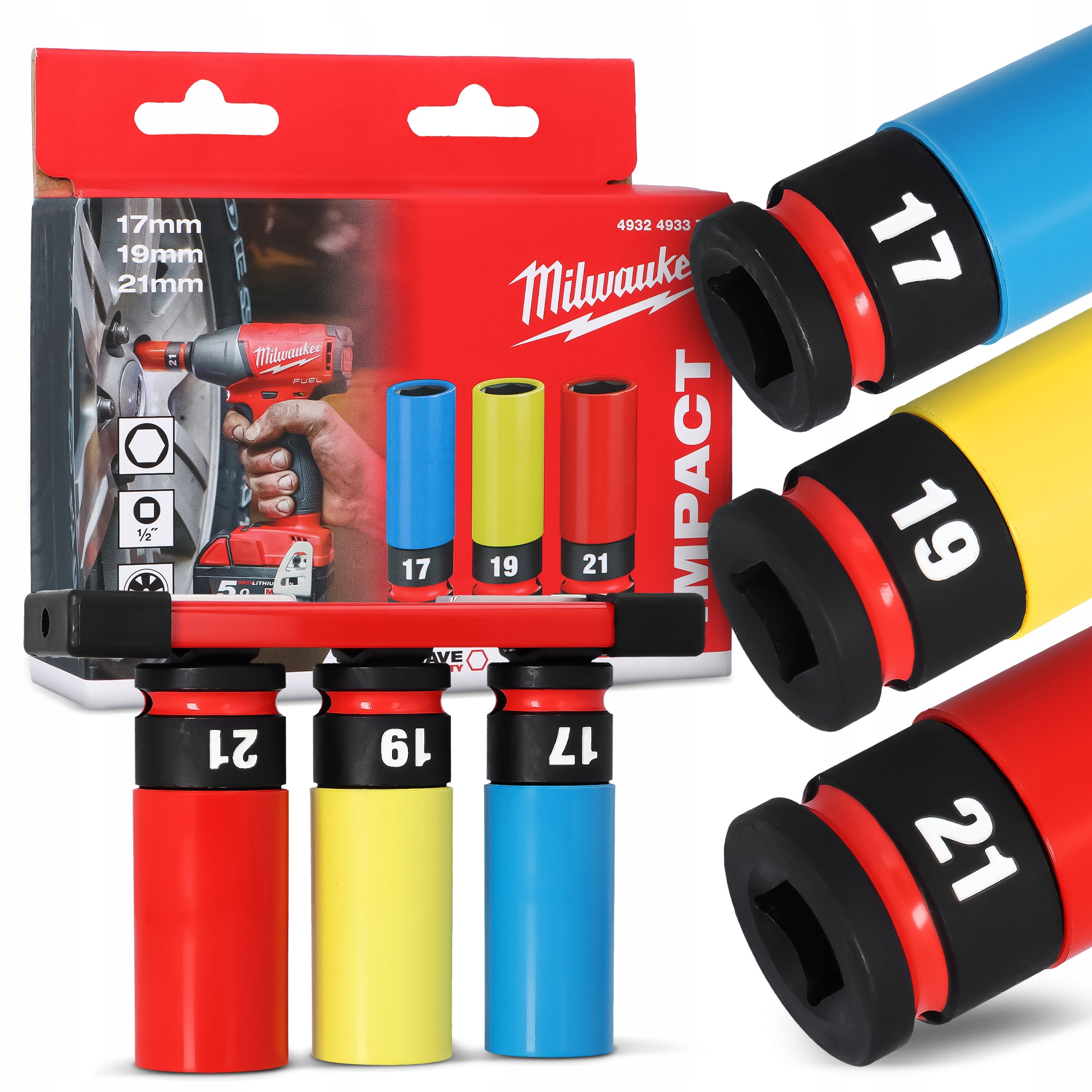 3x Rázové Nástavce 17/19/21 mm 1/2 rázového kľúča pre hliníkové disky