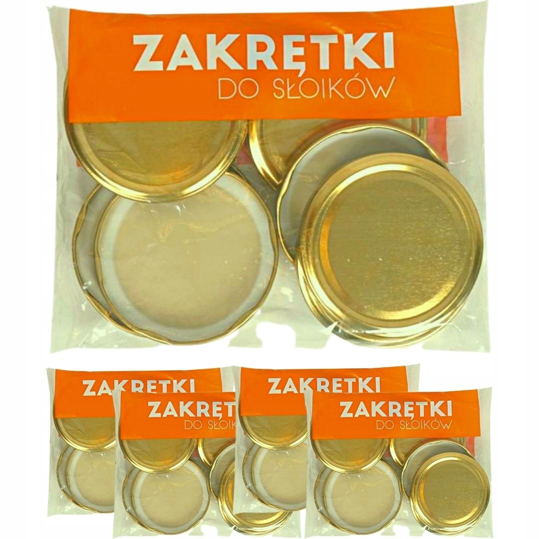 Zakrętki do słoików Fi 82mm duże złote 10 szt. x 5 EAN 5907484528936