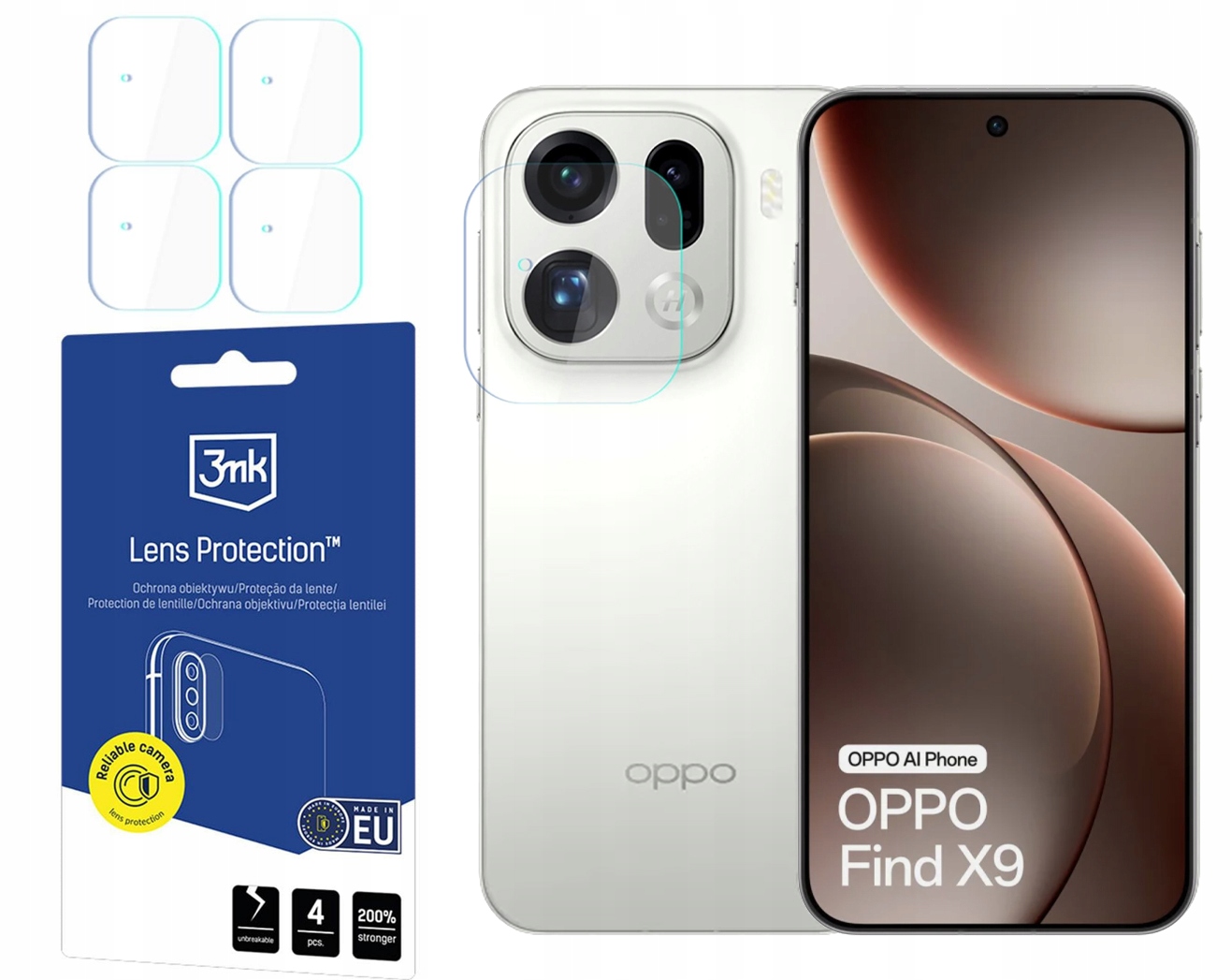 Sklo na objektív 3MK Lens pre Oppo Find X9 4ks