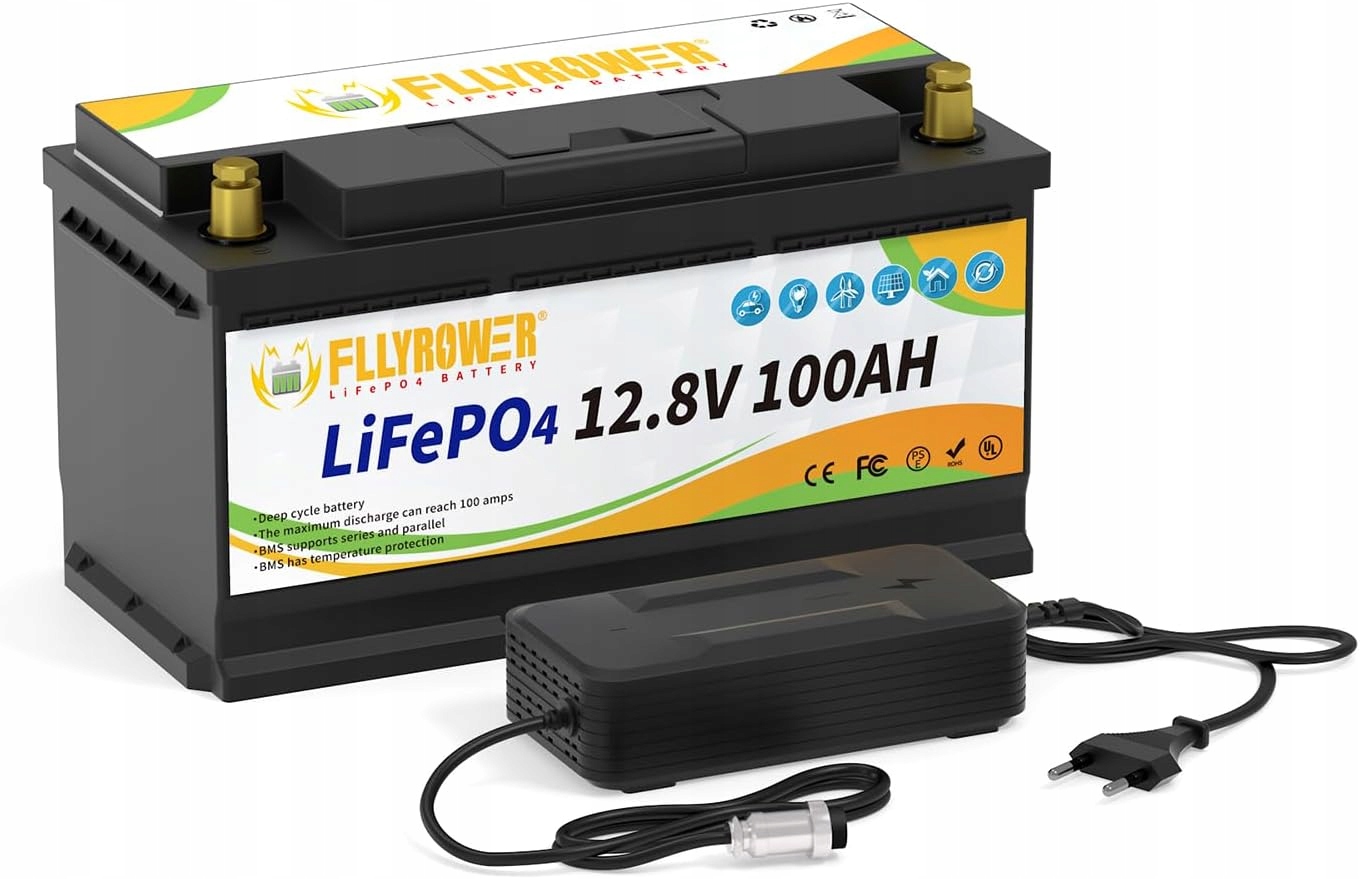 Akumulator Litowo-żelazowo-fosforanowy Bateria 12,8V 100 Ah Bms LiFePO4