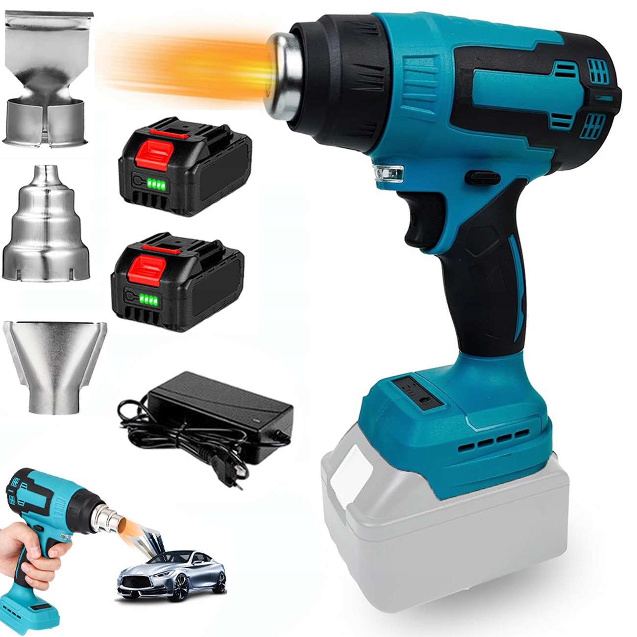 akumulátorová horkovzdušná pistole svářečka 400 18 V pro svařování 3 trysky Akcesoria