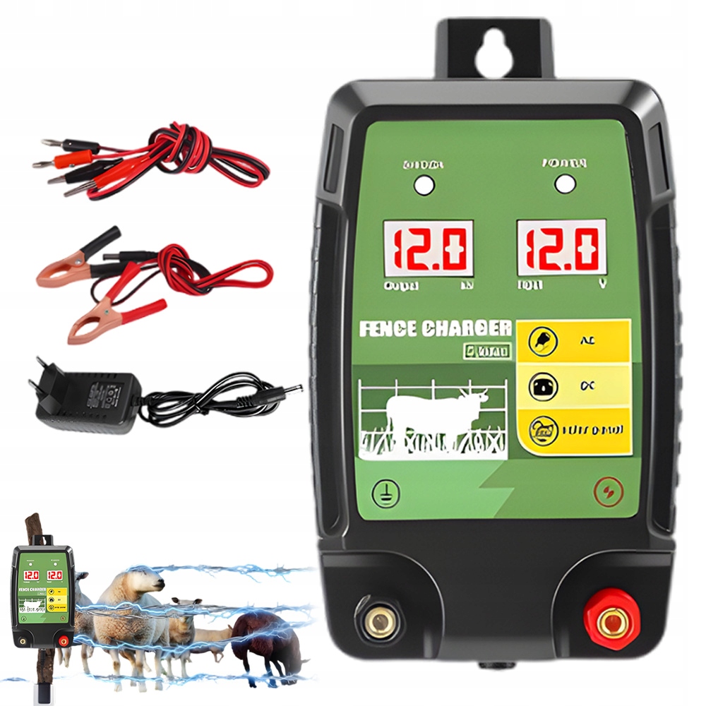 Silný Pastuch 15 Km Led Elektrizátor 12V Pro Ochranu Zvířat