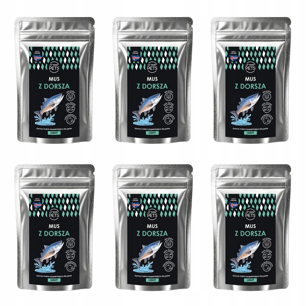WOWPets Krmivo mokré Psy Monoproteinová Pěna z Tresky (Light) sáček 6x100 g