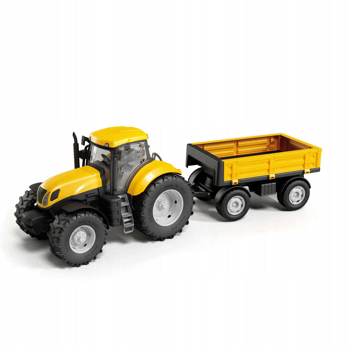 Duży Traktor Z Przyczepką Wywrotka 60cm zółty Otwierane Drzwi Adriatic