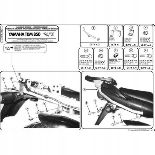 Kappa Stojan Centrálneho Kufra Yamaha Tdm 850 (96-01) (bez Dosky