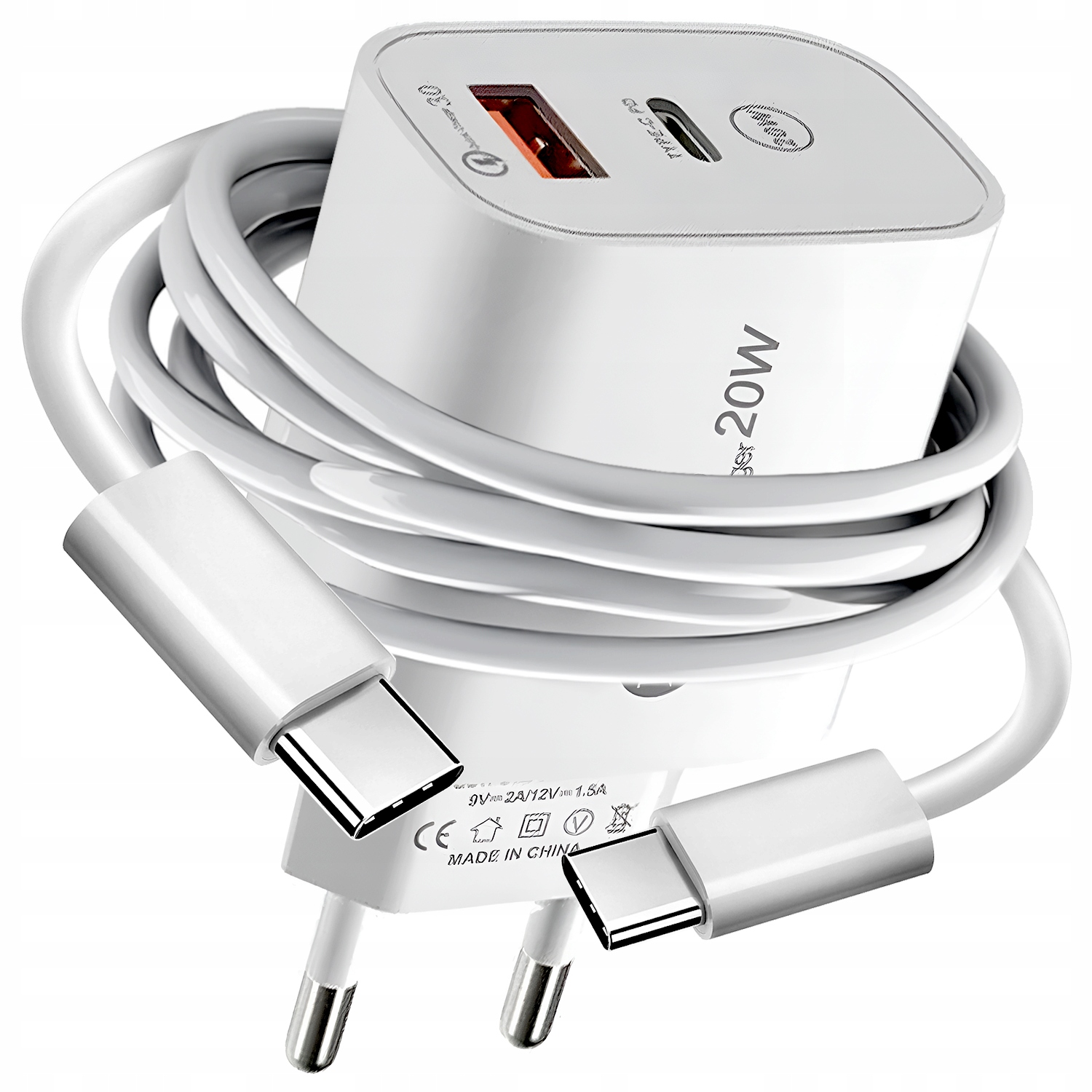 Zestaw Szybka Ładowarka Sieciowa Usb Type-c Kabel Type C PD20W 3000mA