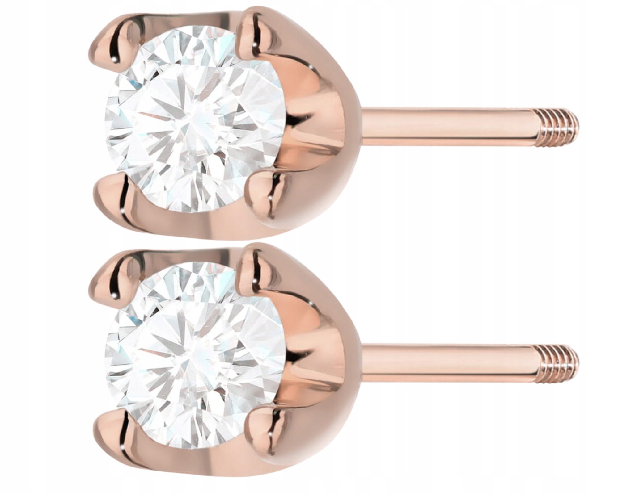 Růžové Zlato Náušnice S Diamantem Šroubovací Tyčinka Zlato 585 Dárek Gravírování