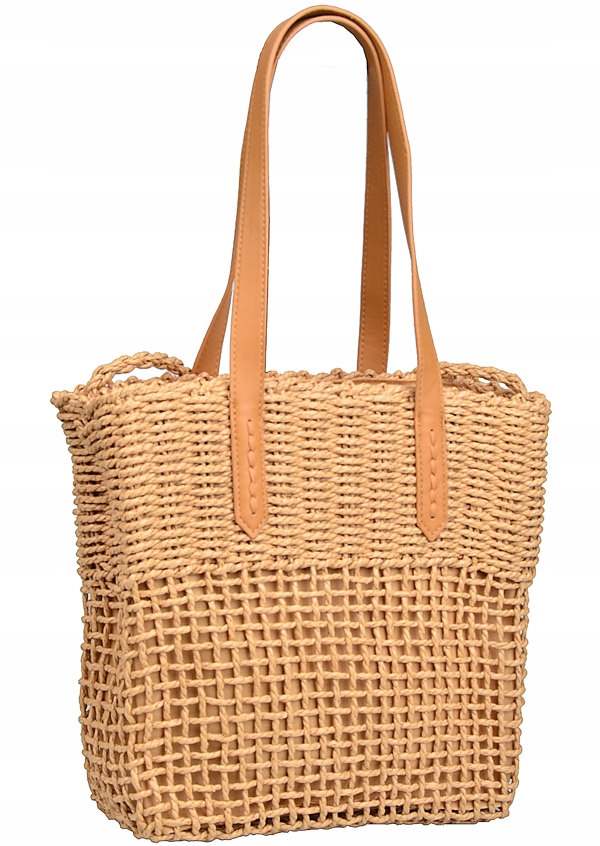 TURBO BAGS TOREBKA damska worek KOSZYK słoma NA RAMIĘ Kolor beżowy