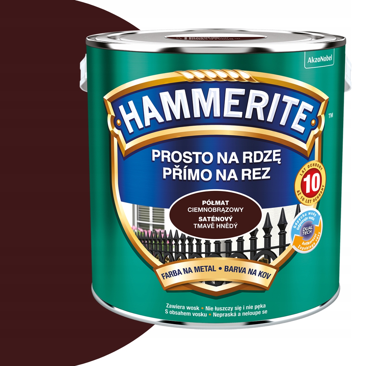 Hammerite Prosto Na Rdzę 2,5L Ciemnobrązowy Półmat