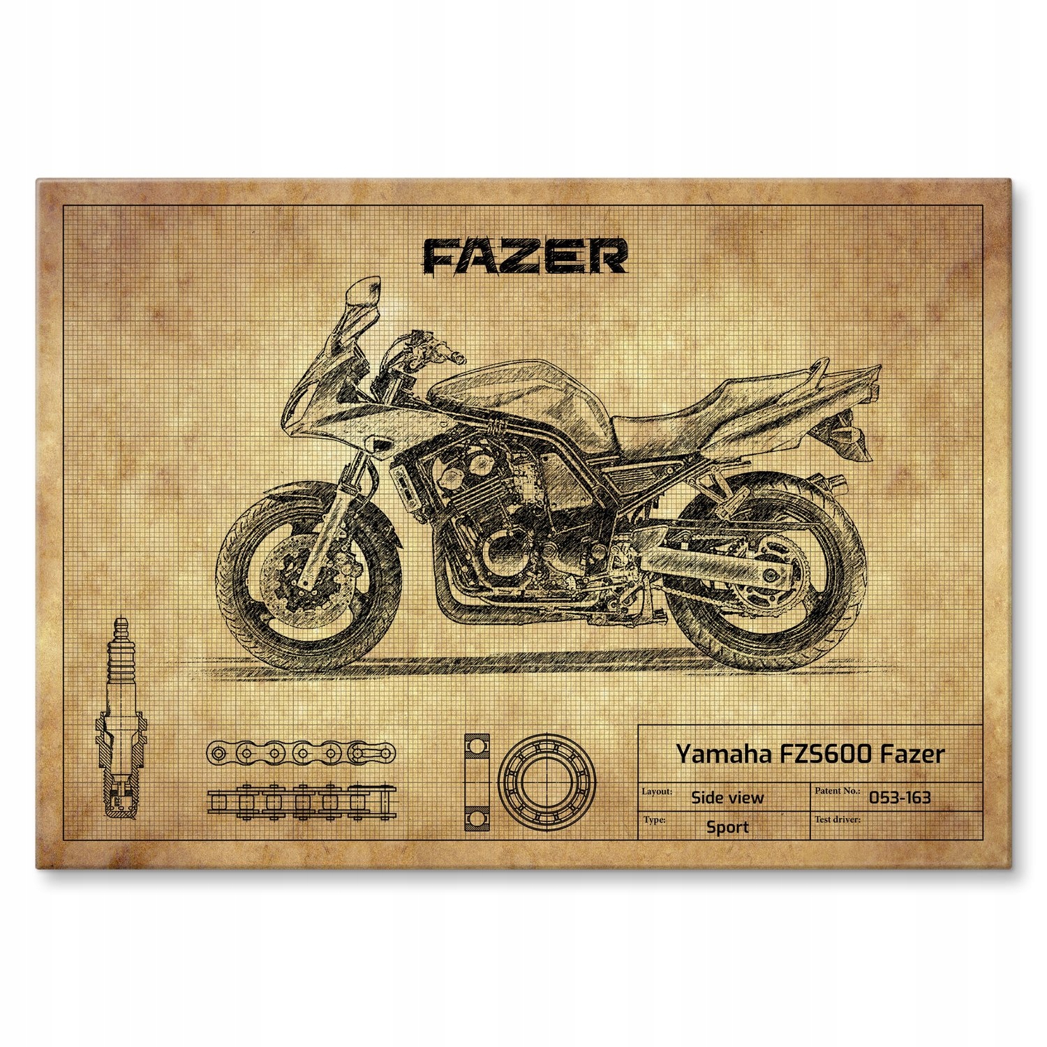 Kovový plakát Yamaha FZS600 Fazer Szyld Plech 42 x 59,4 cm Dárek