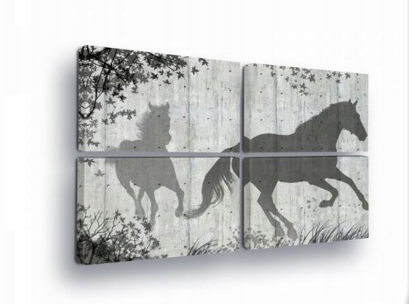 Obraz 120x80 modulární koně polyptych příroda pohyb svoboda monochromatický