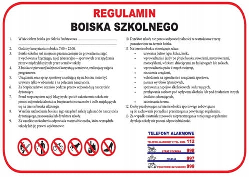 REGULAMIN BOISKA SZKOLNEGO - DUŻY - PCV 35X50