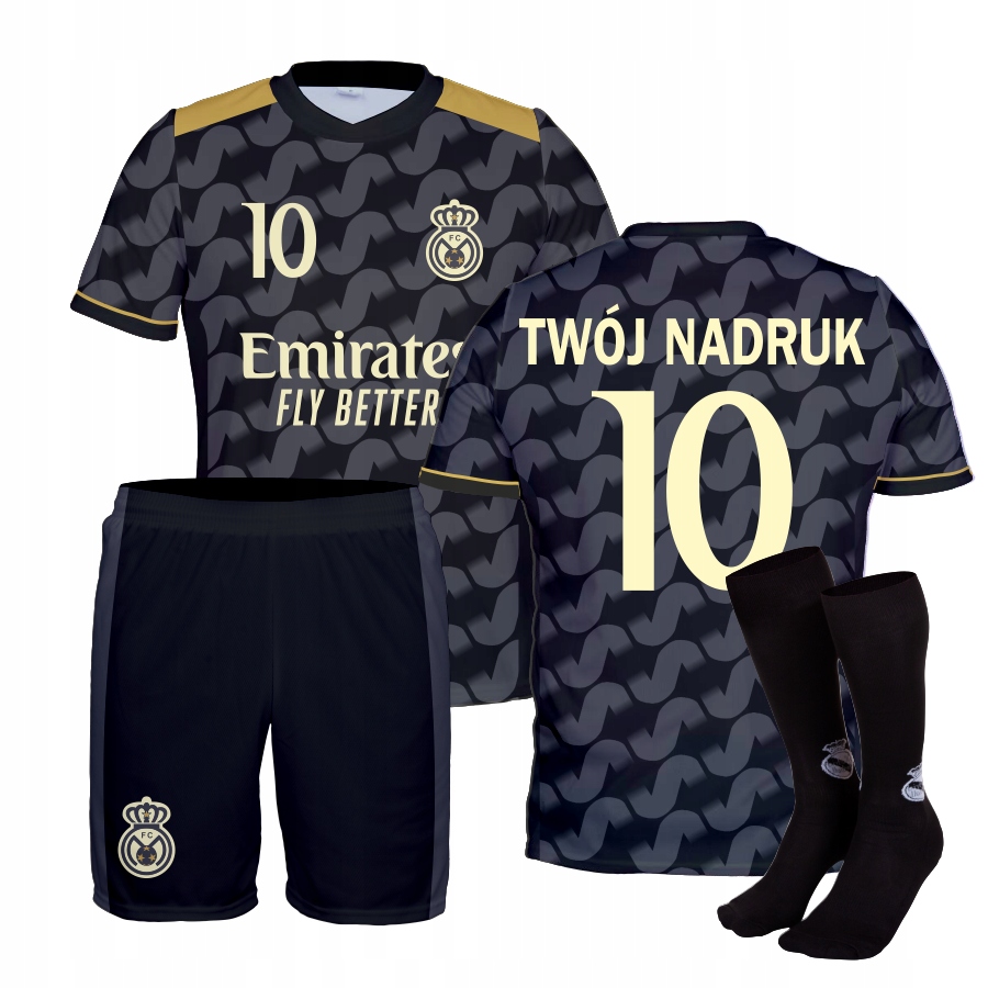 Fotbalový teplákovka Real Černý štulpny Vlastní Potisk velikost 128