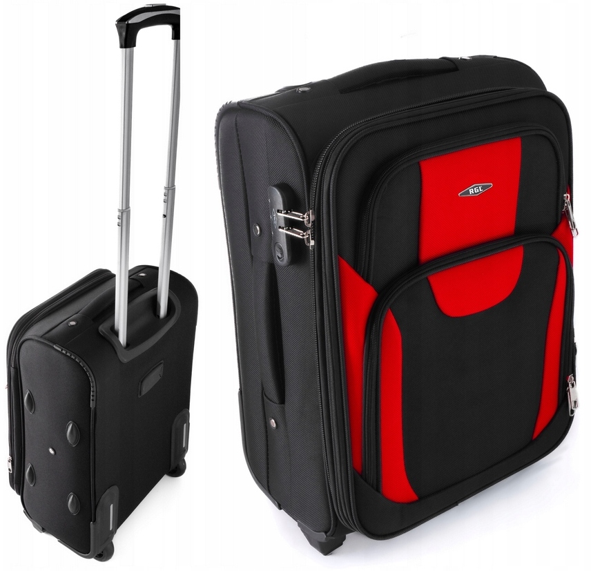Walizka Mała Torba Podróżna Mocna Codura Rgl Na 2 Kółkach Czarno-czerwona