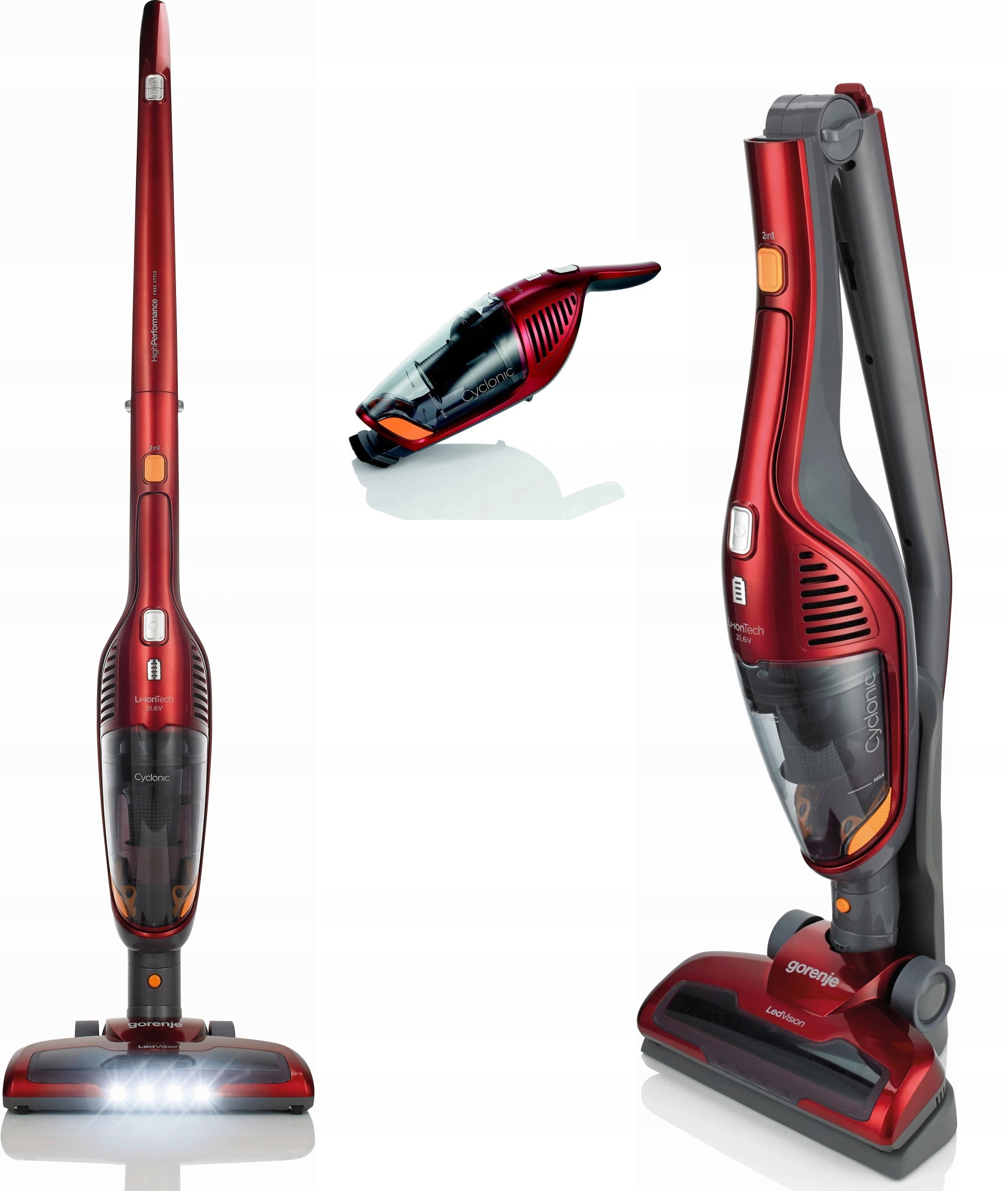 Odkurzacz pionowy Gorenje SVC216FR czerwony Filtr HEPA