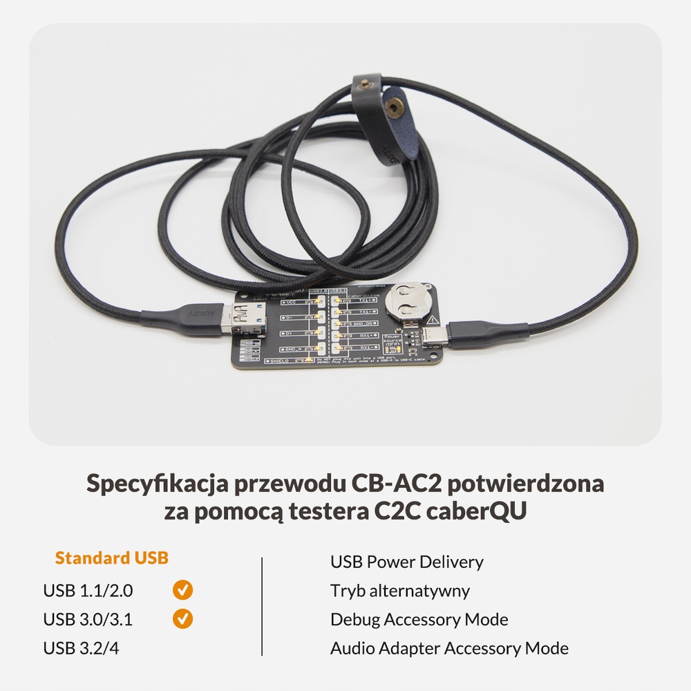 Aukey Kabel USB-A - USB-C, 5Gbps, QC 15W, oplot 2m Kod producenta CB-AC2 Black