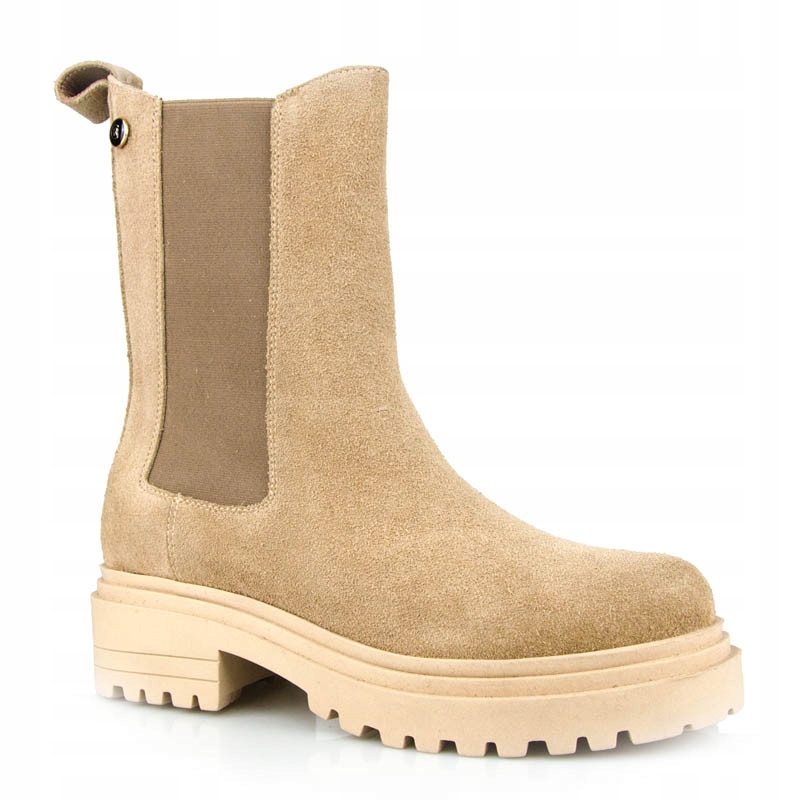 Carinii B5952 Kotníkové Boty Workery Trapery Kůže Béžová