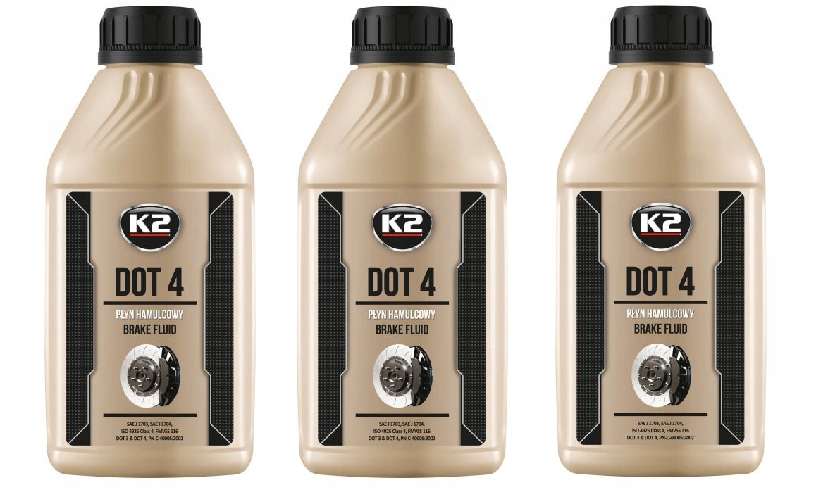 3x Płyn hamulcowy K2 DOT-4 T104 500ml