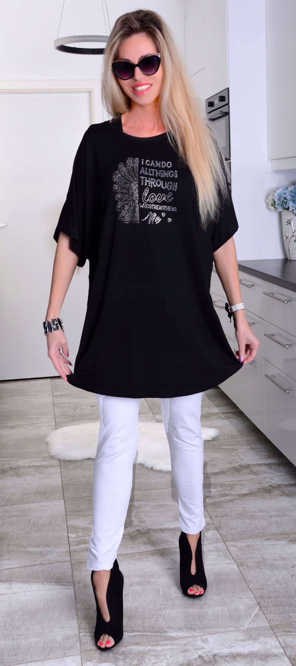 JEDYNA TAKA TUNIKA OVERSIZ LUŹNA MIENIĄCA BIG 626N Marka ADDAMS