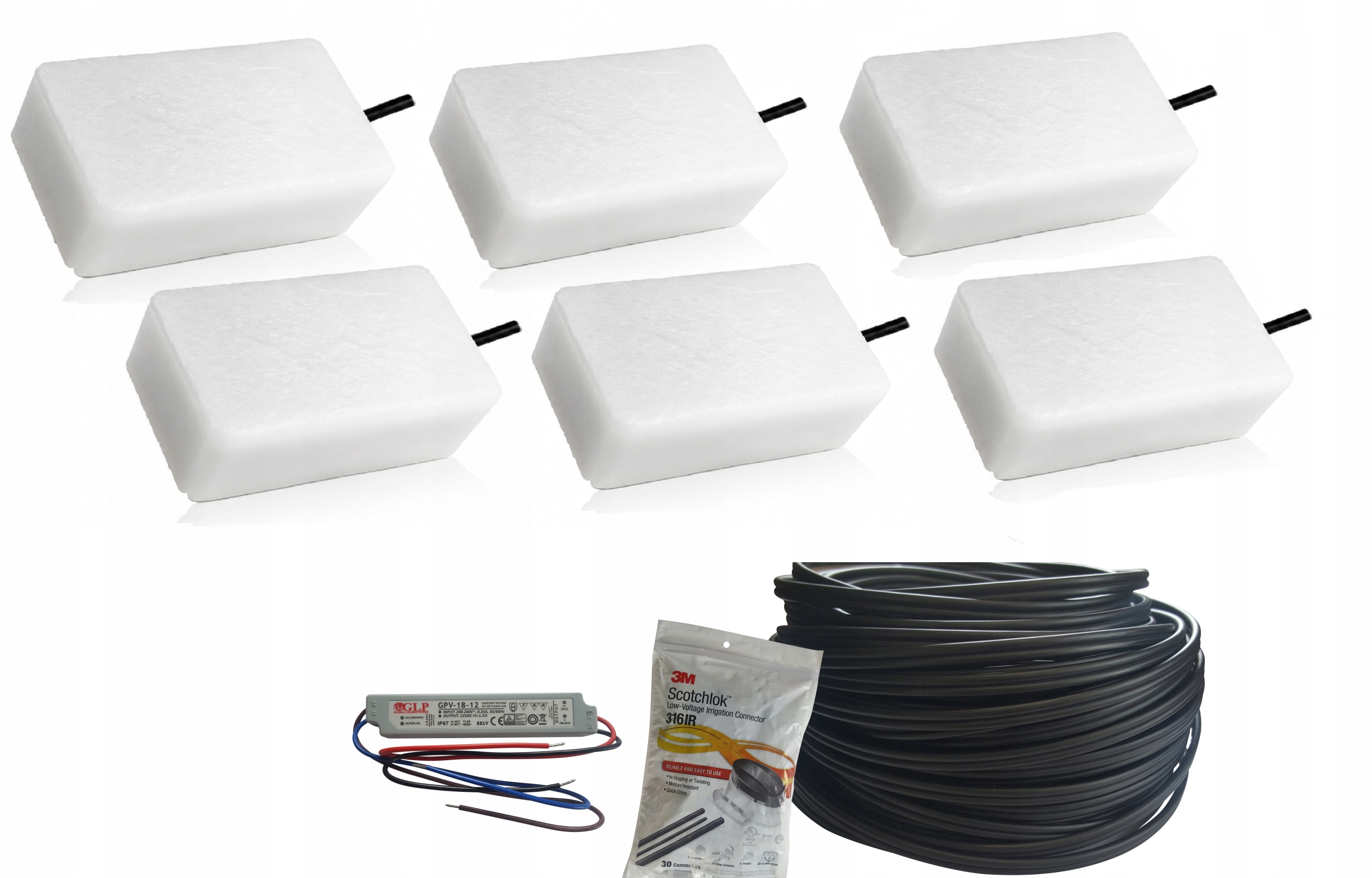 Zestaw 6x Led Świecąca Kostka Brukowa 10x20x6 cm