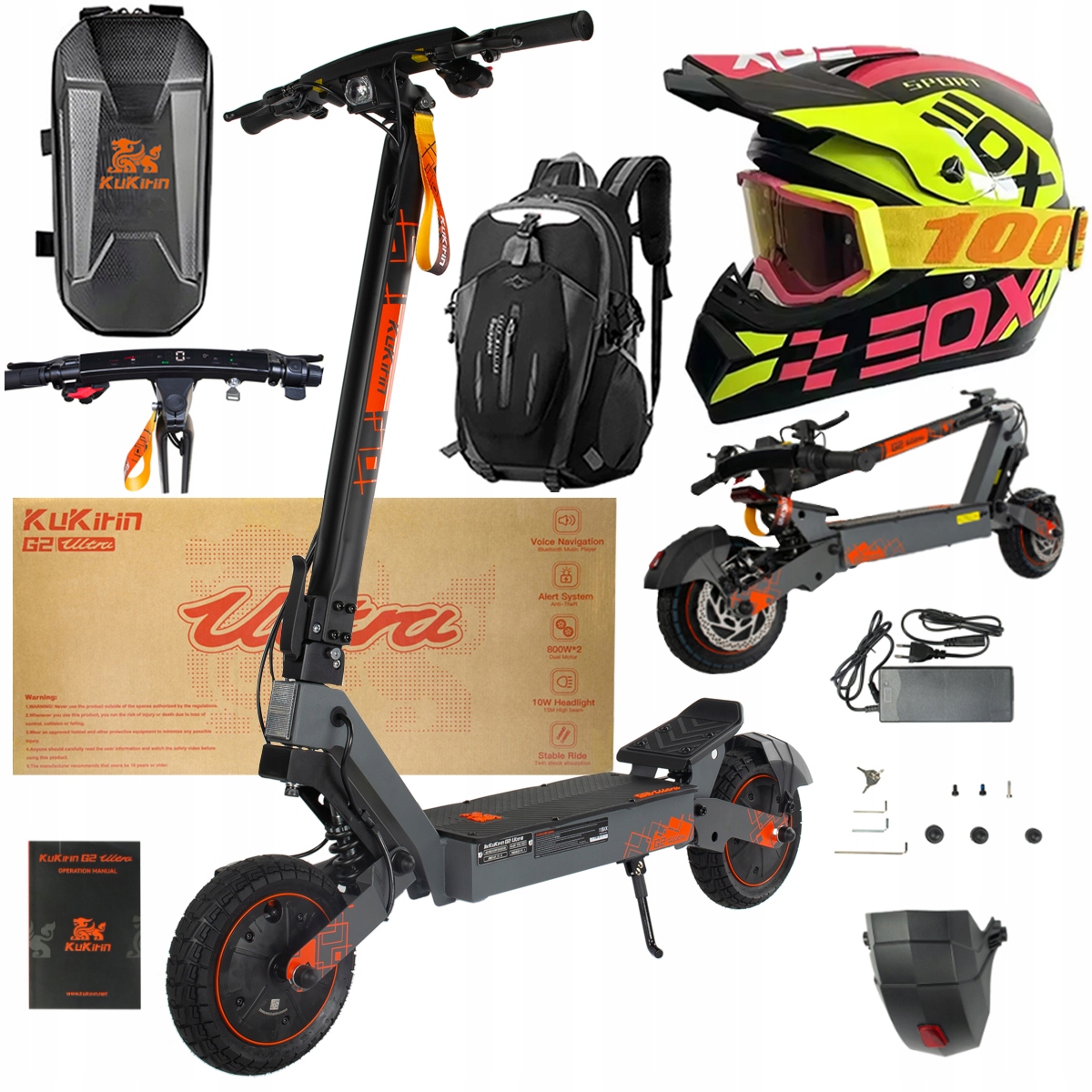 Kukirin G2 Ultra elektrické vozidlo 2000W 55km/h 55KM 48V18Ah 10" dárky